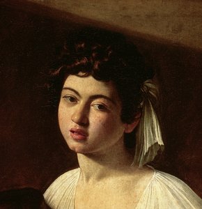 リュート奏者、1595年頃 作： Michelangelo Merisi Caravaggio